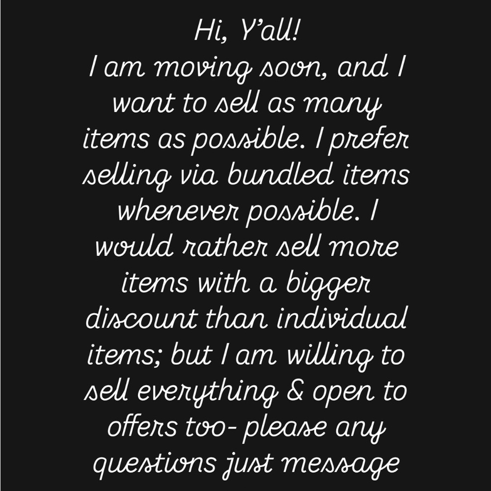 Notice: Moving Sale - Bundle Discounts Available